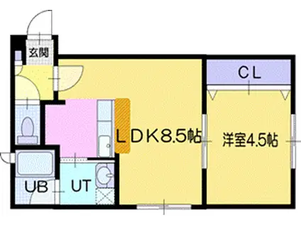 ルフォートK-II(1LDK/2階)の間取り写真