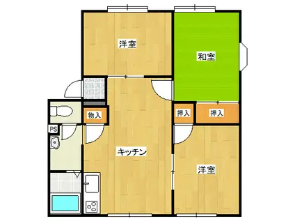 メゾンサングリーンI(3DK/2階)の間取り写真