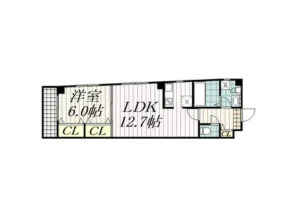 ARCOBALENO SHINMEIアルコバレーノシンメイ(1LDK/4階)の間取り写真