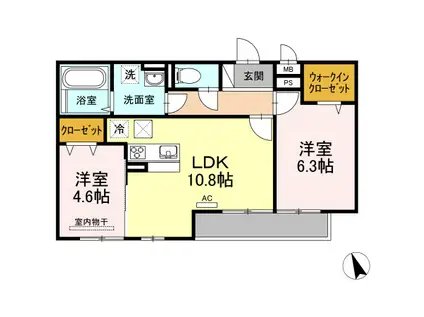 ブラウニー(2LDK/3階)の間取り写真