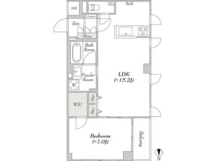 ミリアレジデンス高輪(1LDK/2階)の間取り写真