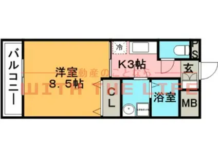 ローズガーデンII(1K/2階)の間取り写真