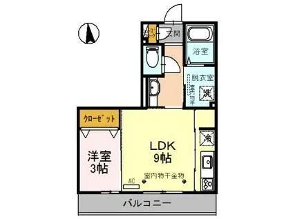 ラ・コリーヌ(1LDK/3階)の間取り写真