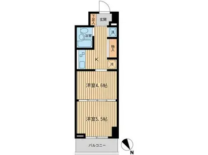 メゾン・デュ・オーラ山下町(2K/7階)の間取り写真