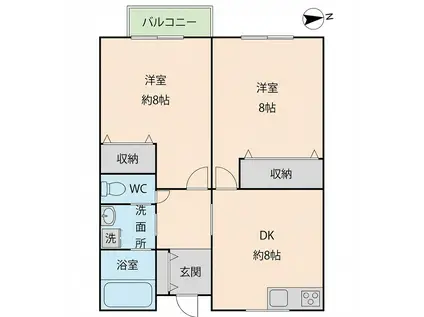 イーストハウス6(2DK/1階)の間取り写真