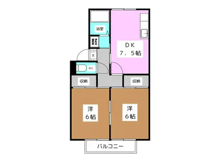 ベル・コーポ(2DK/2階)の間取り写真