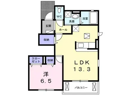 セノーテ A(1LDK/1階)の間取り写真