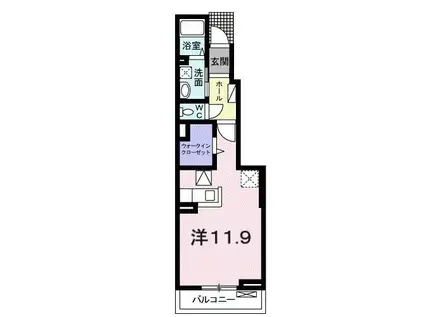 レヤリーライフI(ワンルーム/1階)の間取り写真