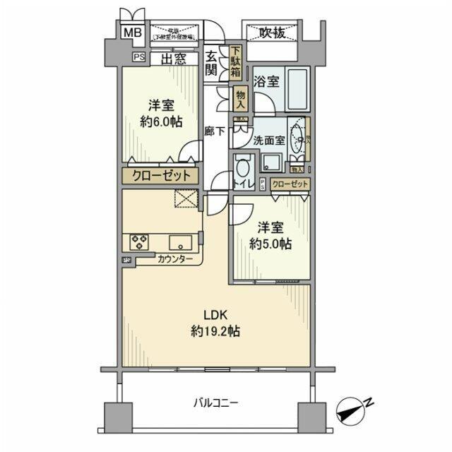 ベイサイドステージ東京(2LDK/3階)の間取り写真