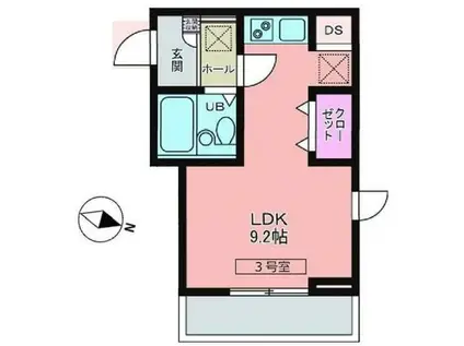 メリディアン泉ケ丘 伍番館(ワンルーム/2階)の間取り写真