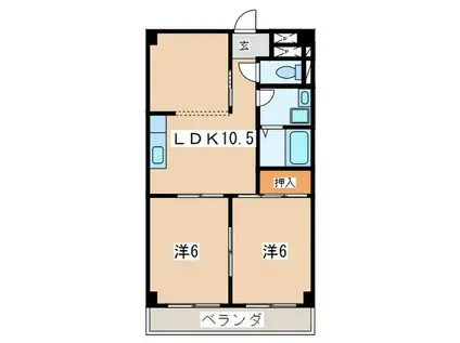 神明台ハイツ(2LDK/1階)の間取り写真