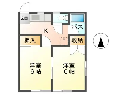 サニーハイツK(2K/1階)の間取り写真