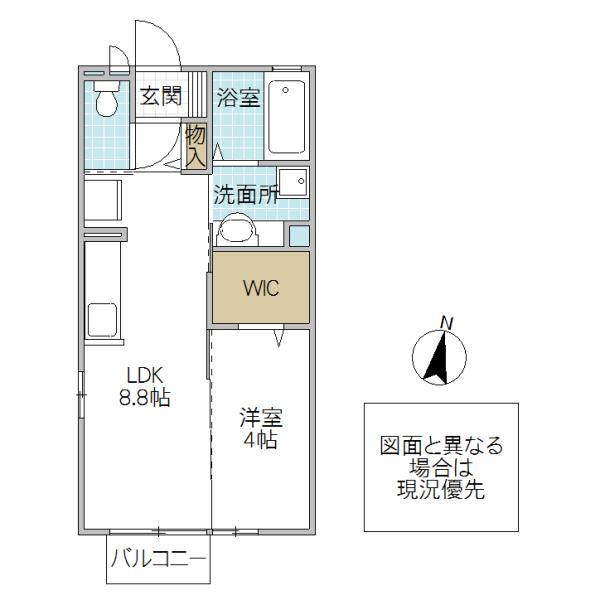 リヴェール見和(1LDK/2階)の間取り写真