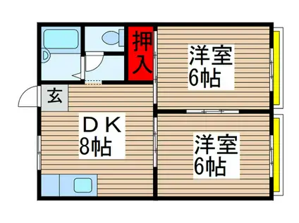 ハイツ市川(2DK/2階)の間取り写真