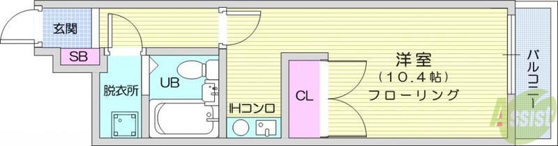 エスパシオ大町(ワンルーム/7階)の間取り写真