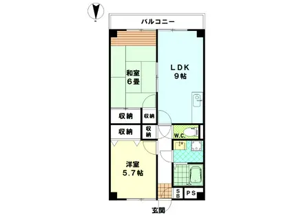 グランディール赤塚(2LDK/4階)の間取り写真