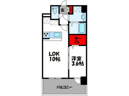 グランドクリーンヒット松田(1LDK/4階)の間取り写真
