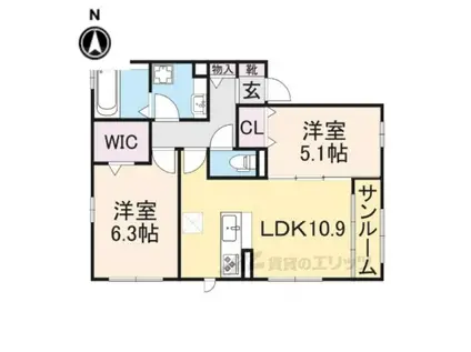 SAINT-FLEUR(2LDK/1階)の間取り写真