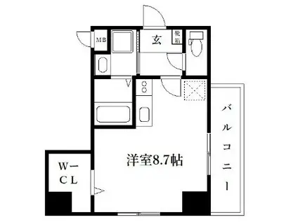 グランパーク平尾II(ワンルーム/9階)の間取り写真