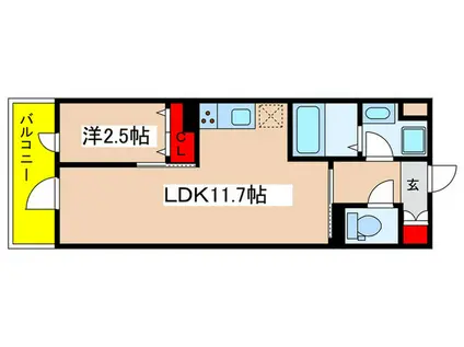 ザ・テラスコート英(1LDK/1階)の間取り写真