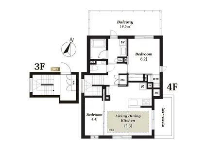 風香西新宿(2LDK/3階)の間取り写真