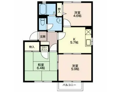 プラムロードB(3K/1階)の間取り写真