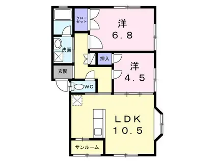 ル・ビジュー(2LDK/1階)の間取り写真