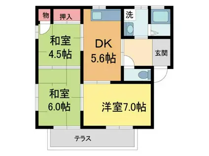 モアナパレス(3DK/2階)の間取り写真