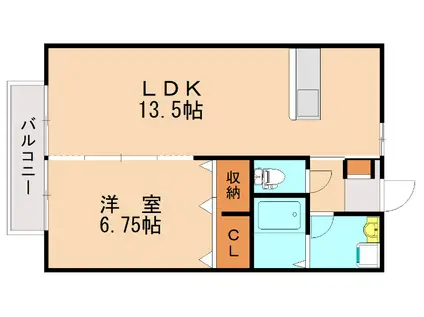 ジュノーIV(1LDK/2階)の間取り写真