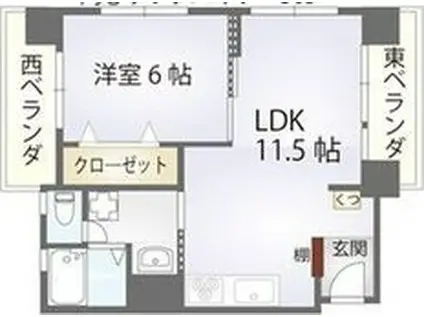 同心サワダハイツ(1LDK/4階)の間取り写真