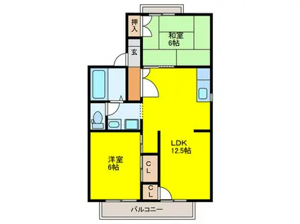 サンモール(2LDK/1階)の間取り写真