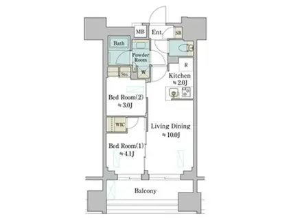 BRILLIA IST 墨田曳舟 BRILLIA IST 墨田曳舟(2LDK/3階)の間取り写真