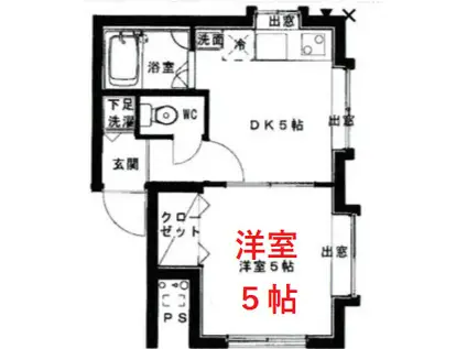 パレ山王(1DK/2階)の間取り写真