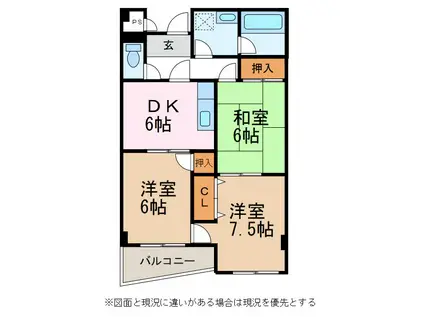 しるく・いち(3DK/7階)の間取り写真