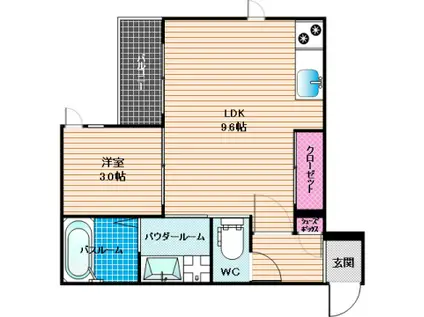 レガレストハカタ(1LDK/3階)の間取り写真