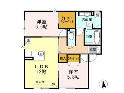 ルミエール(2LDK/1階)の間取り写真