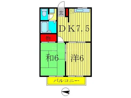 エステート西羅(2DK/2階)の間取り写真