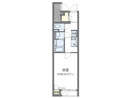 TヴィルヌーブVI(1K/1階)の間取り写真