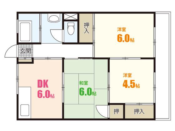 沖田コーポラス(3DK/3階)の間取り写真