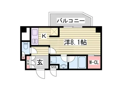 ベルフェリーク新神戸(ワンルーム/5階)の間取り写真