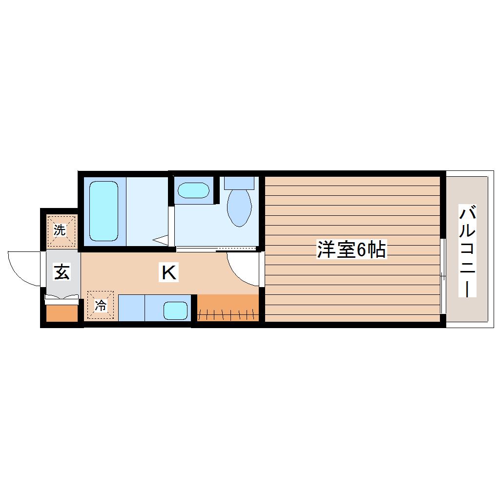 シャトーレイネA(1K/2階)の間取り写真