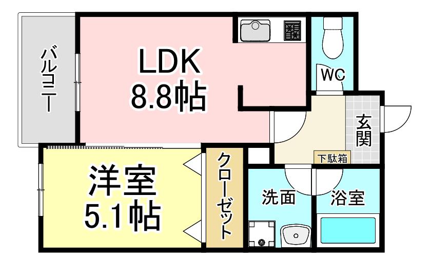 プレステージ森下(1LDK/4階)の間取り写真