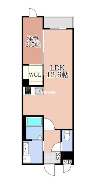 LIFEFIELD久留米(1LDK/1階)の間取り写真