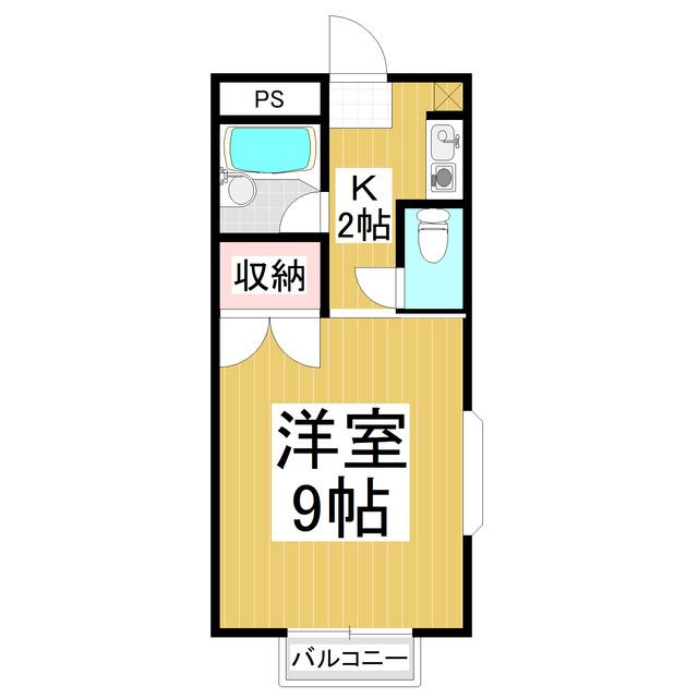 パークサイド若里(1K/2階)の間取り写真