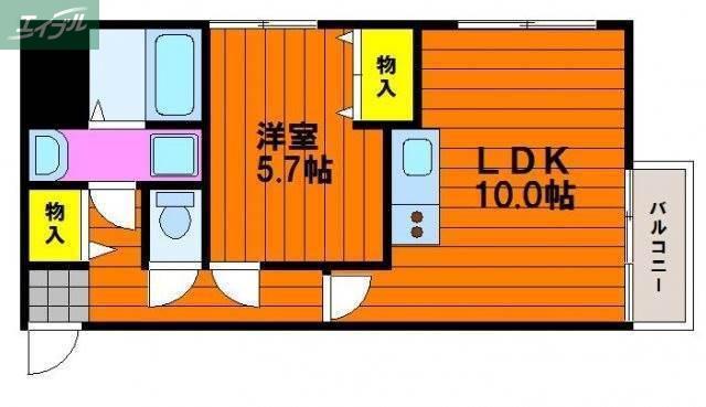 グランデール(1LDK/5階)の間取り写真
