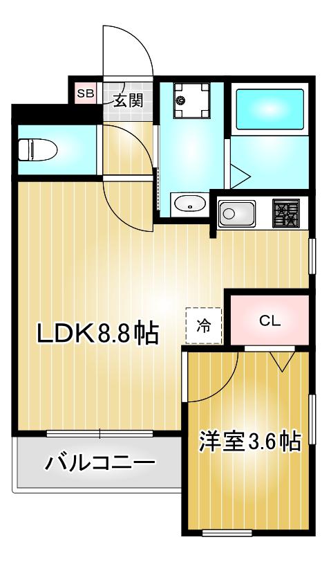 CHERIM中村公園ONYX(1LDK/1階)の間取り写真
