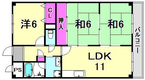 ウィステリア武庫之荘(3LDK/1階)の間取り写真