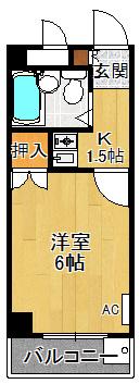 シャトー栄根2(1K/4階)の間取り写真