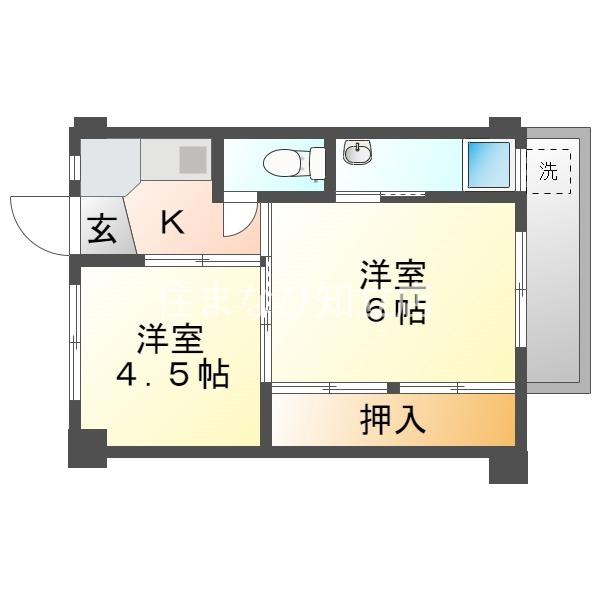 ビレッジハウス上条3号棟(2K/2階)の間取り写真