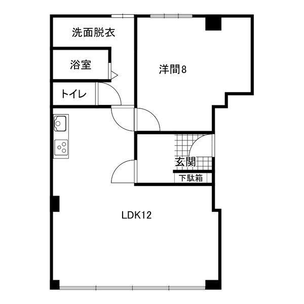 松波ビル(1LDK/2階)の間取り写真